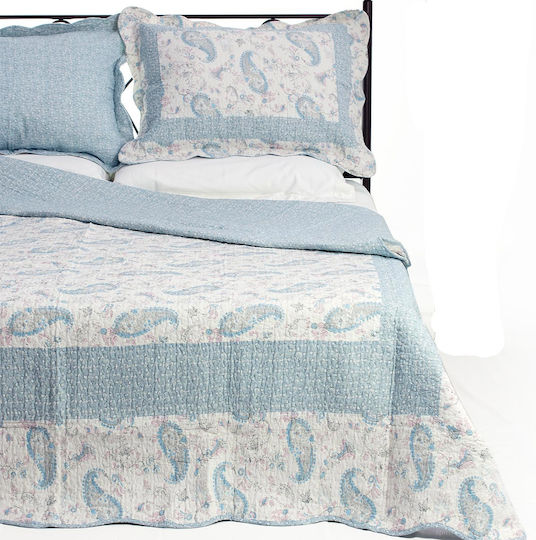 Silk Fashion 515 Σετ Κουβερλί Μονό Βαμβακερό Γαλάζιο 160x220cm 2τμχ
