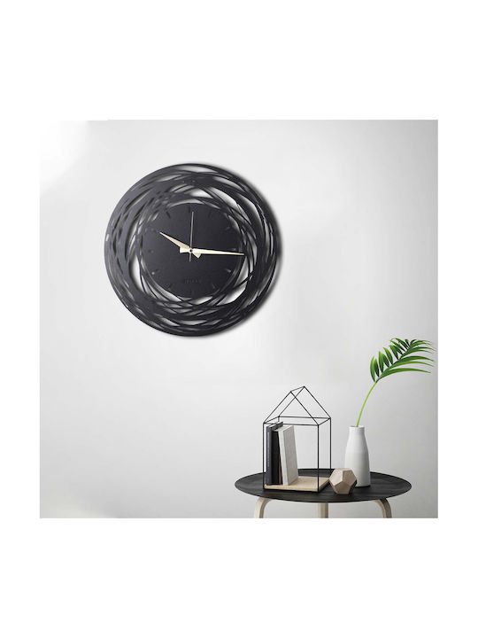 HomeMarkt Lines Wall Clock Metallic Black Ø50cm
