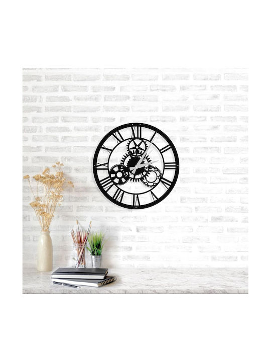 Davin Clock Αντικέ Ρολόι Τοίχου Μεταλλικό Μαύρο 46cm