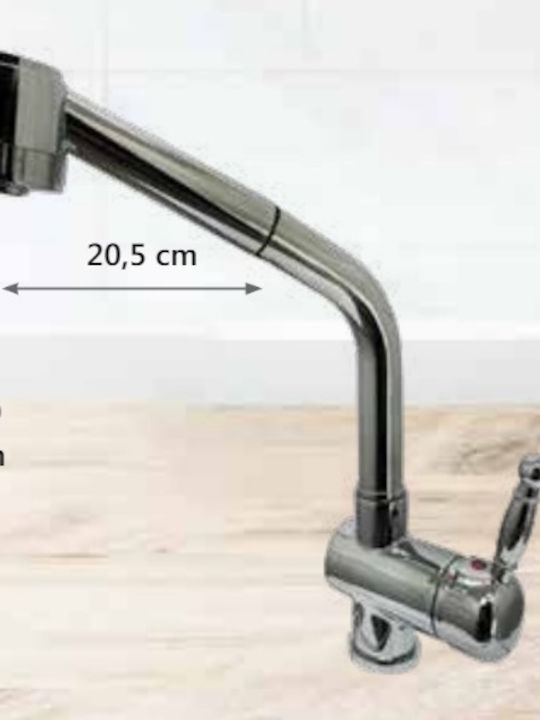 Gloria Laguna Kitchen Faucet Counter with Detachable Shower Silver