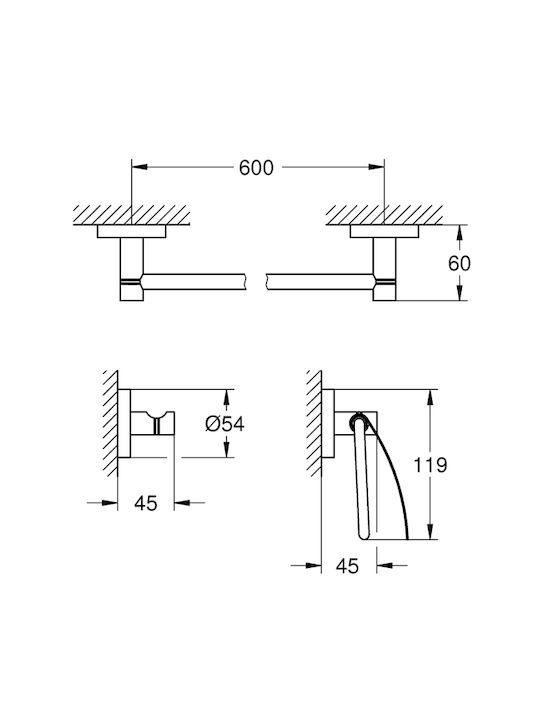 Grohe Essentials Επιτοίχιο Σετ Αξεσουάρ Μπάνιου Μεταλλικό Ασημί 3τμχ Grohe Essentials Επιτοίχιο Σετ Αξεσουάρ Μπάνιου Μεταλλικό Ασημί 3τμχ