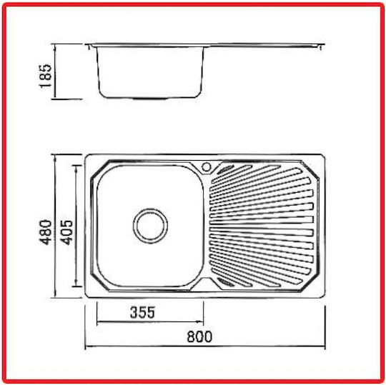 Gloria Fare Minox-201 Ι Ένθετος Inox Σατινέ Μ80xΠ50cm Ασημί