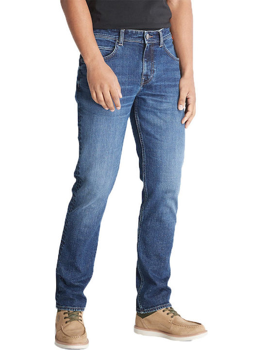 Pantalon De Blugi Elastic Cu Slim Straight Fit Albastru
