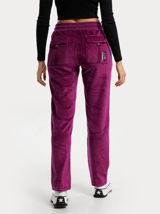 Body Action Women's Jogger Sweatpants Purple Velvet