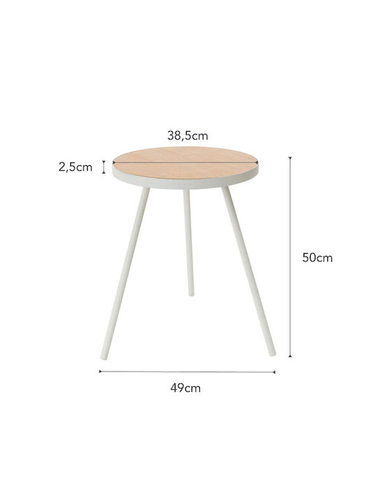 Rund Beistelltisch aus Massivholz Beige B48xT49xH50cm