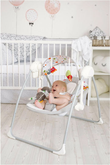 FreeOn Ηλεκτρικό Relax Μωρού Κούνια Swing Relax με Μουσική Γκρι για Παιδί έως 9kg