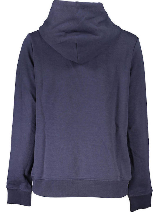 Lang Damen Sweatshirt Kapuzen Marineblau