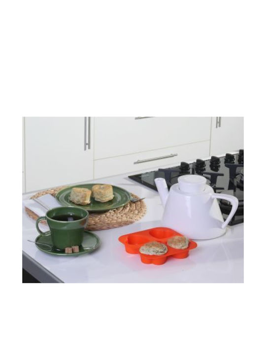 SoftBowl No Coating Silicone Chocolates 4 Cups Baking Pan Heart 16.7x16.7x3cm