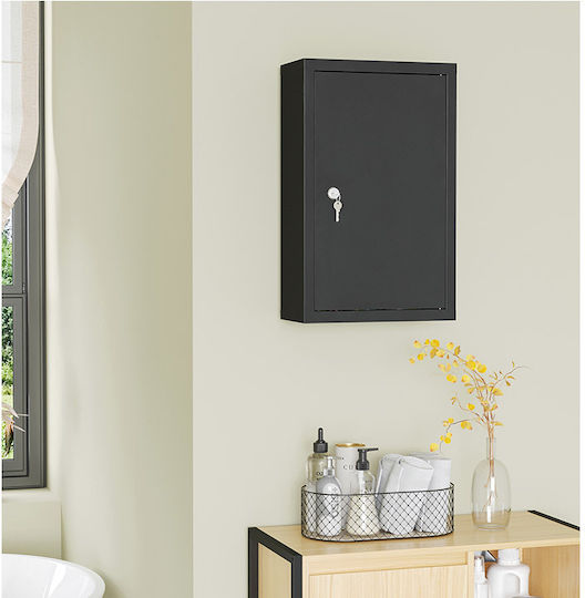 Kleankin Metalic Kit de prim ajutor Perete cu lacăt Black 46x30x14cm
