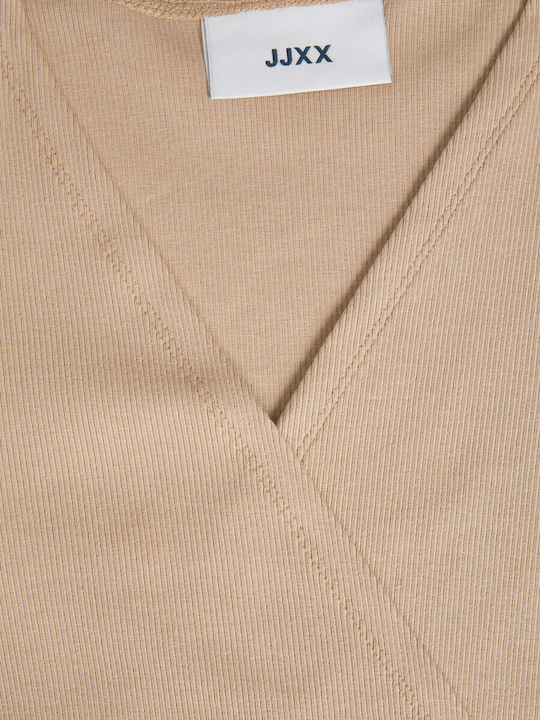 Γυναικείο Crop Top Μακρυμάνικο με V Λαιμόκοψη Brown / Incense