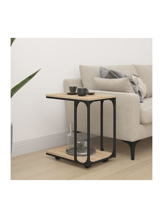 Rectangular Wooden Side Table with Wheels Sonoma L50xW35xH55.5cm