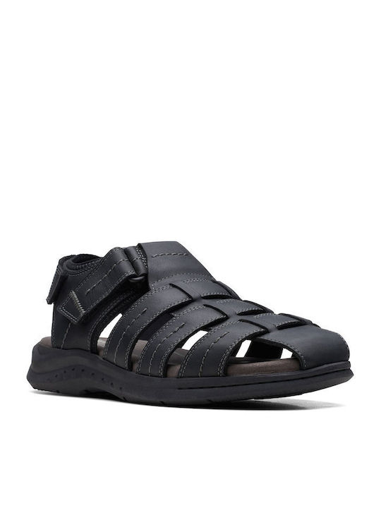 Clarks Leder Herrensandalen in Schwarz Farbe