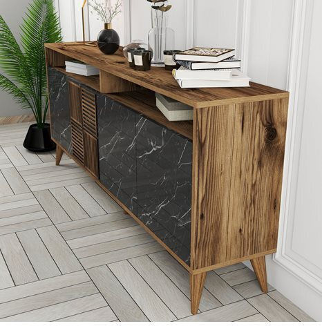 Bufet Black Marble 180x35x78.6cm