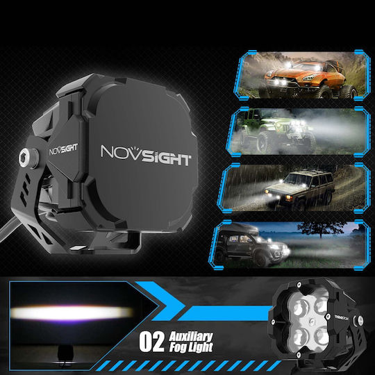 NovSight Square Waterproof Headlights Car LED 12V 20W 8.4cm with White Lighting 2pcs