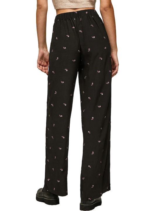 Pepe Jeans Poppy Women's High-waisted Fabric Trousers Black