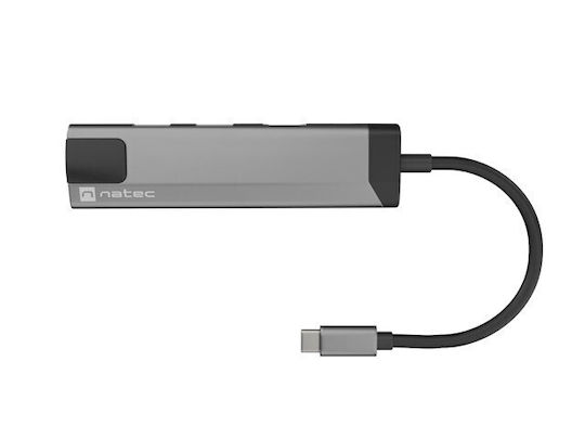 Natec Multiport Fowler Go USB-C Stație de andocare cu HDMI Ethernet Negru