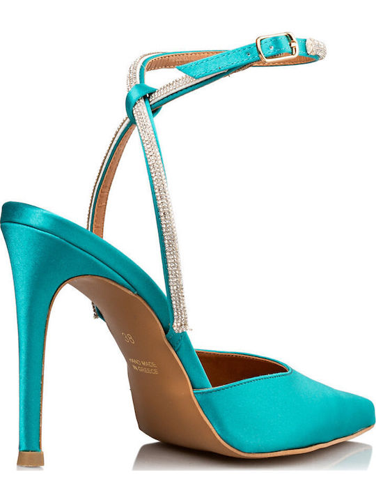 Pumps mit Stiletto-Absatz & Riemchen Türkis