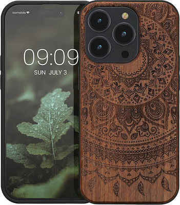 KWmobile Indian Sun Umschlag Rückseite Hölzernes Dark Brown (iPhone 14 Pro) 59126.05