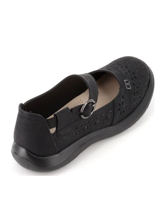 Damen Ballerinas mit Riemen in Schwarz Farbe