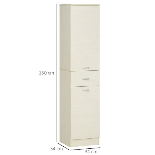HomCom Στήλη Μπάνιου Δαπέδου Μ34xΒ34xΥ150cm Λευκή