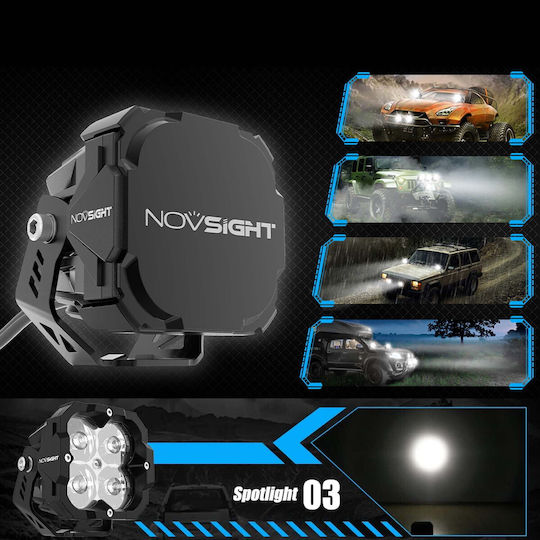 NovSight Square Waterproof Headlights Car LED 12V 20W 8.4cm with White Lighting 2pcs