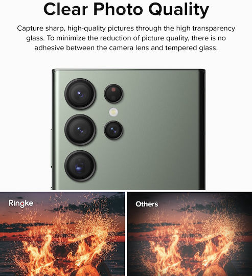 Ringke Протектор за камера Закалено стъкло Черен за Galaxy S23 Ultra