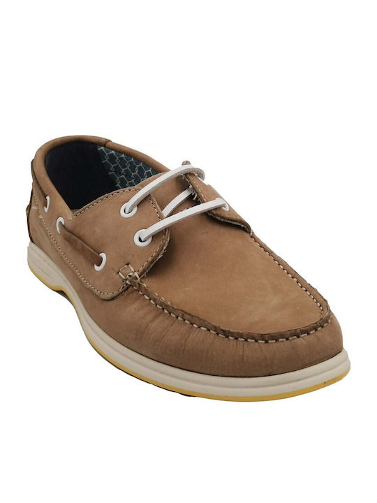 Canguro M012-100 Men's Suede Boat Shoes Beige