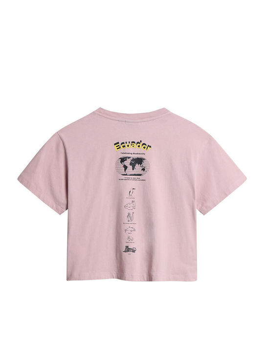 Κοντομάνικο Crop Top Ροζ