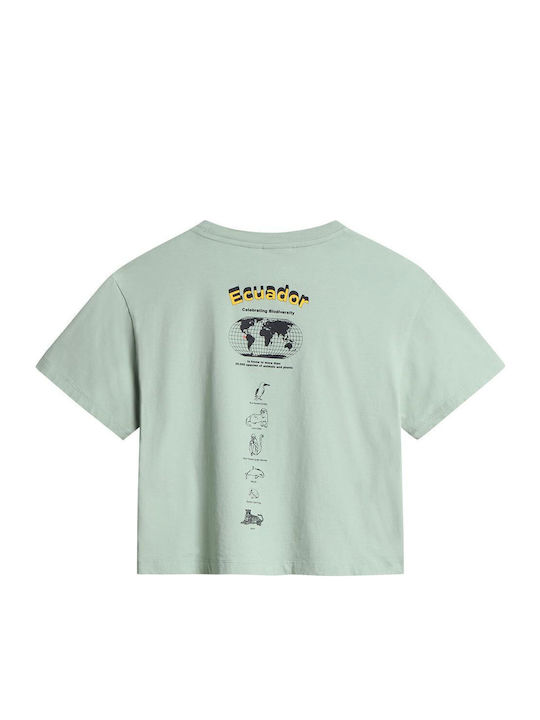 Women's Summer Crop Top Cotton Short Sleeve Mint
