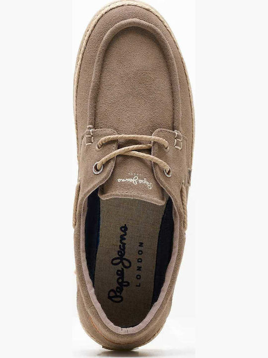Maoui Sailor Men's Leather Boat Shoes Beige