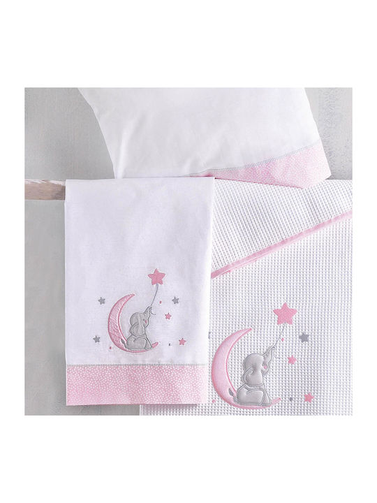 Rythmos Кувертюра Детско легло Elephant Pique White / Pink 120x150см.