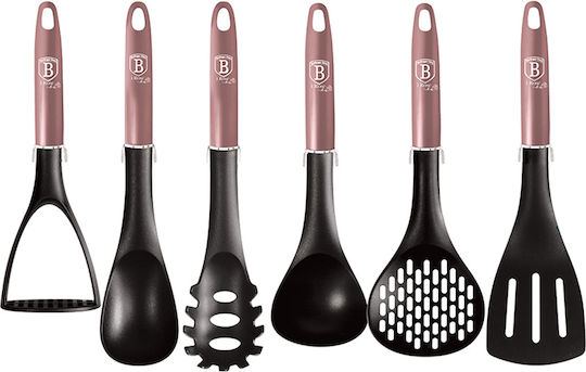 Berlinger Haus Plastic Cooking Utensil Set with Base Black i Rose Collection 7pcs