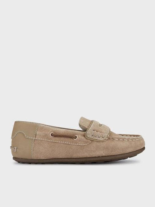 Leather Slip-On Moccasins Beige