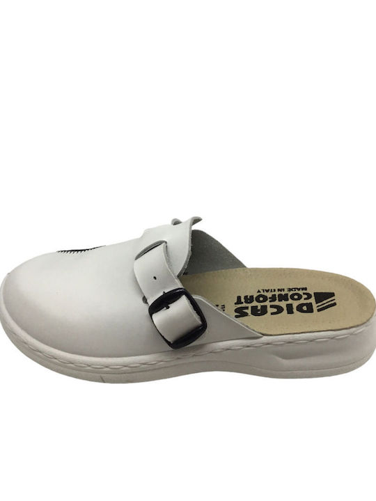 Dicas Leather Women's Slipper In White Colour