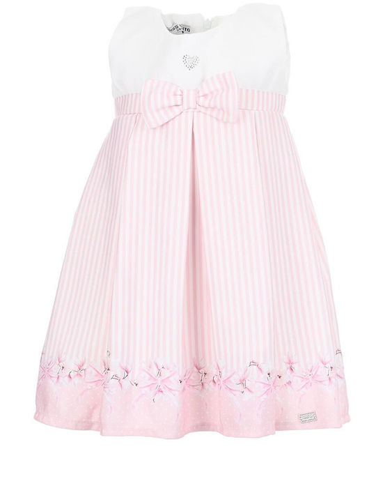 Evita Kids Dress Set with Coat Striped Sleeveless Pink