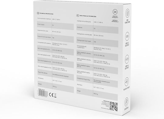 Savio Εξωτερικός Οδηγός Εγγραφής/Ανάγνωσης DVD/CD για Desktop / Laptop Μαύρο