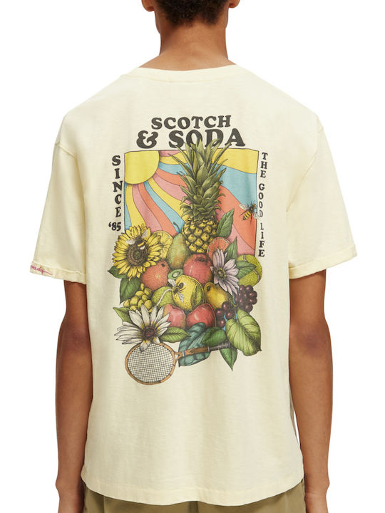 Scotch & Soda Ανδρικό T-shirt Κίτρινο με Στάμπα