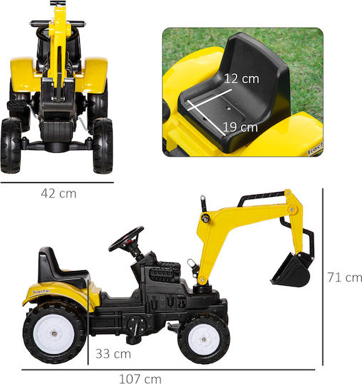 Excavator pentru copii cu pedale cu Pedale Galben