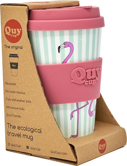 QuyCup Flamingo Чаша Пластмаса с Капак Многоцветна 400мл
