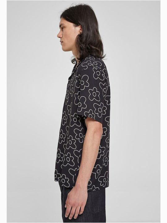 Urban Classics Men's Shirt Short Sleeve Floral Blackflower