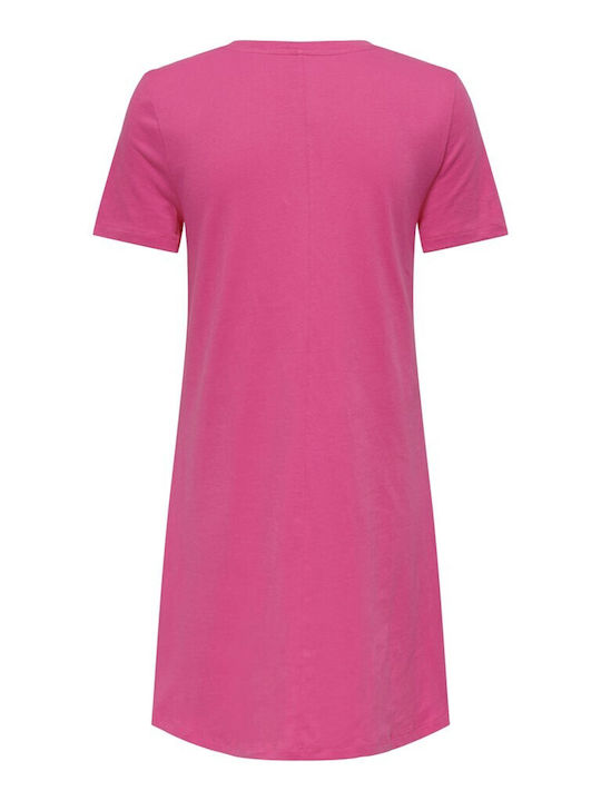 Only Sommer Mini T-Shirt Kleid Shocking Pink