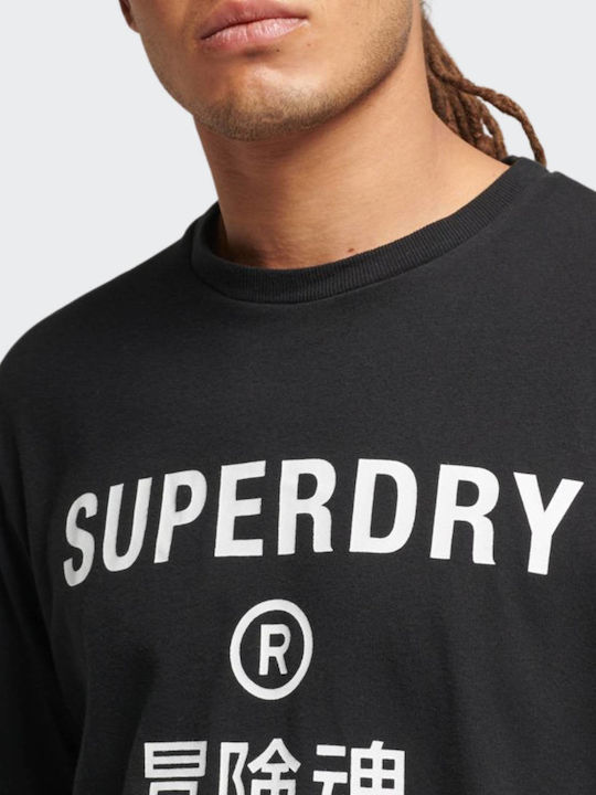 Superdry Ανδρικό T-shirt Μαύρο με Στάμπα