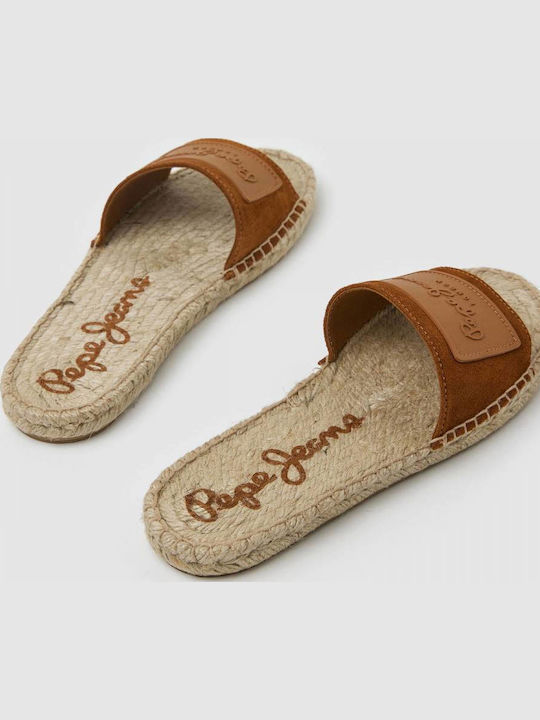 Siva Leather Women's Flat Sandals in Tabac Brown Color