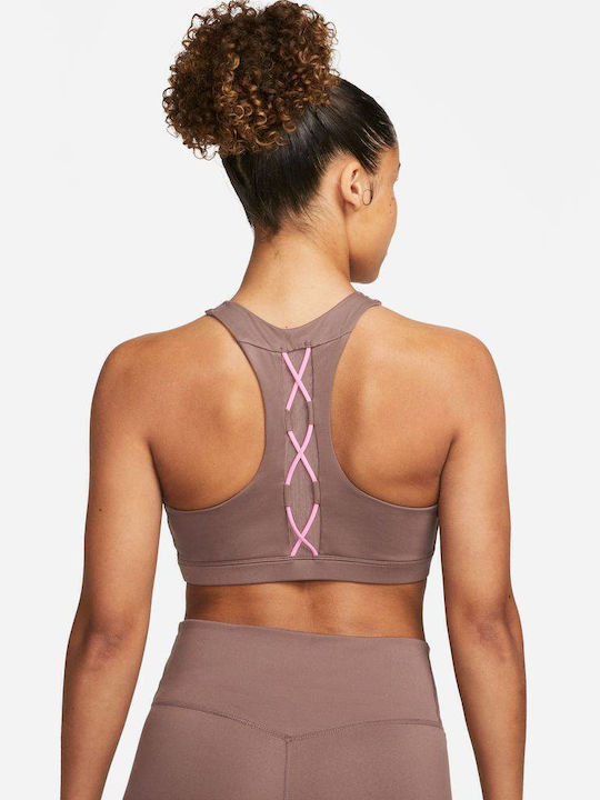 Nike Dri-Fit Swoosh Γυναικείο Αθλητικό Μπουστάκι Plum Eclipse με Επένδυση