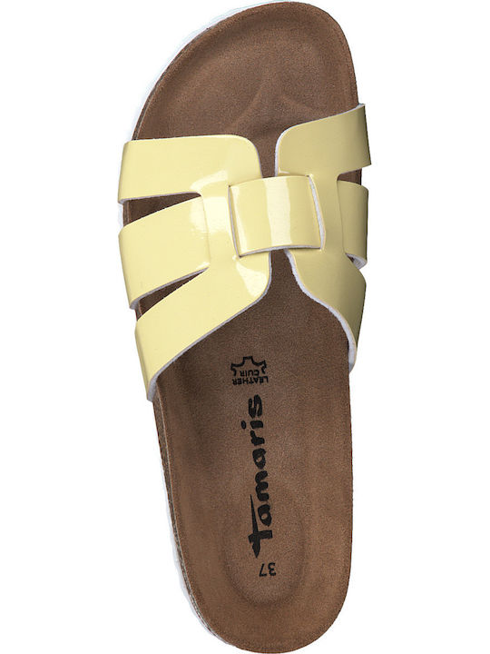 Leder Flache Sandalen für Damen in Gelb Farbe