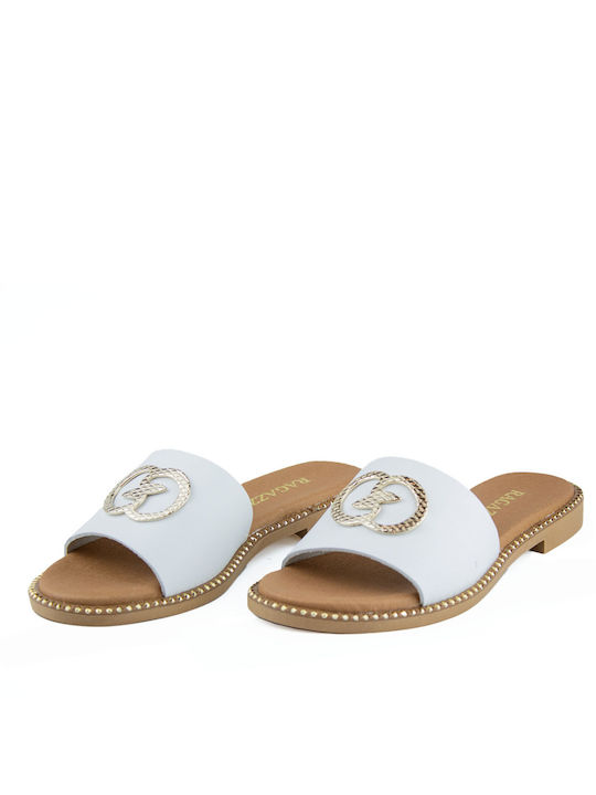 Ragazza Leather Women's Flat Sandals in White Color