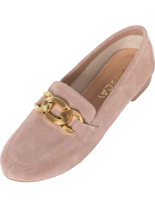 Δερμάτινα Γυναικεία Loafers σε Ροζ Χρώμα