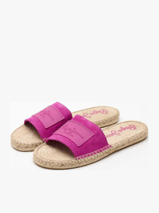 Siva Leder Flache Sandalen für Damen in Fuchsie Farbe
