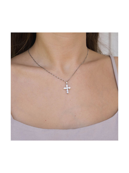 Skaras Jewels Women's White Gold Cross 14K