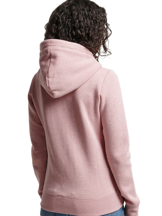 Superdry Γυναικεία Ζακέτα Φούτερ με Κουκούλα Light Pink